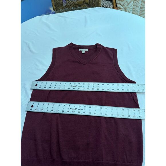 Nordstrom Extra Fine Merino Wool Vest Men’s Size Large Burgundy Sleeveless Knit - Picture 3 of 5